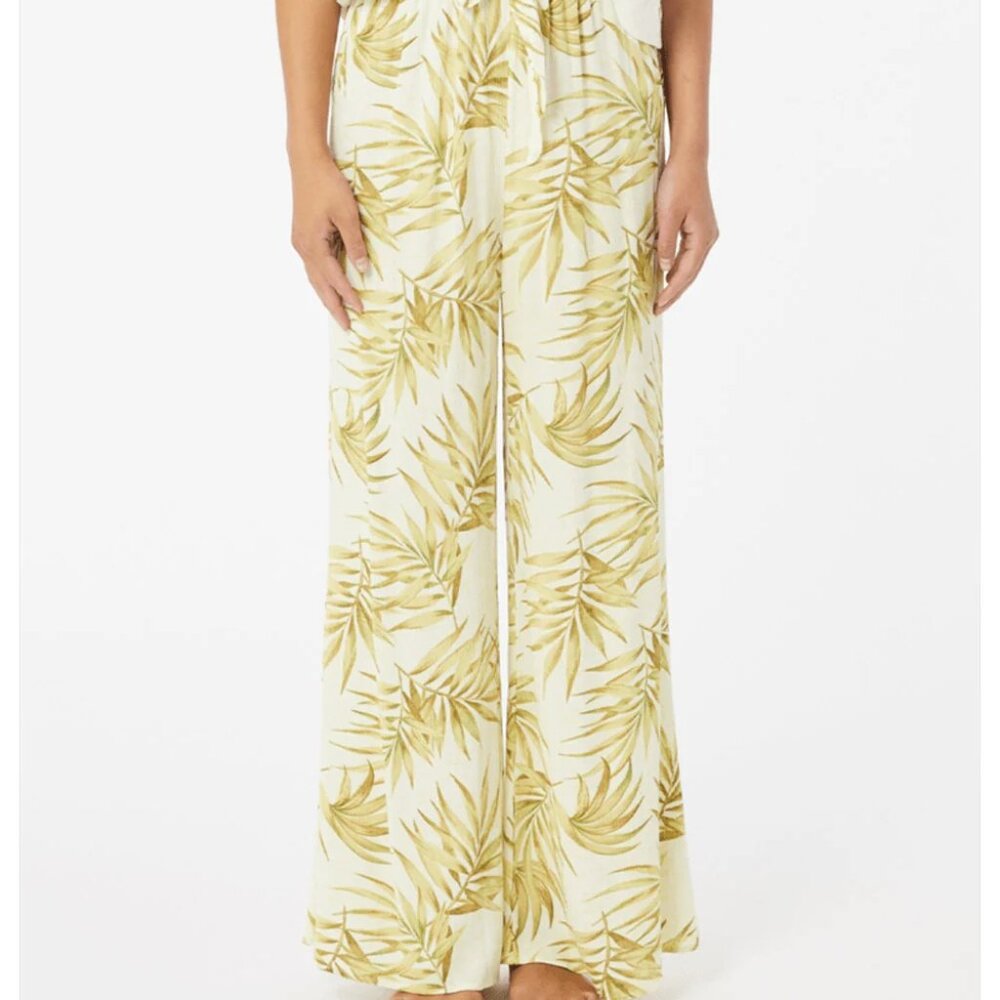 NWT | Rip Curl | Montego Palm Wide Leg Pants | Mid Green Palm Print | Size M